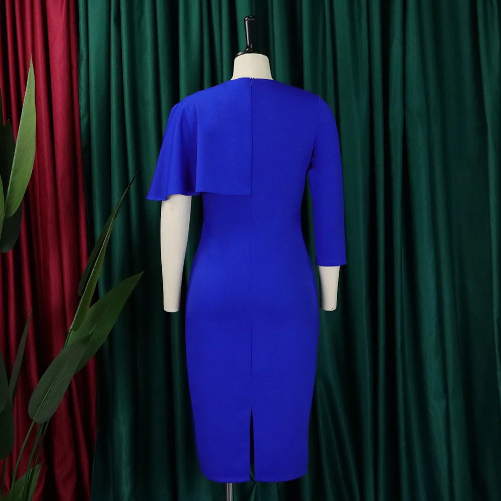 D325 Latest Design Slim High Waist Ruffle Pencil Dresses for Ladies Office Dress for Women Elegant Midi Dress