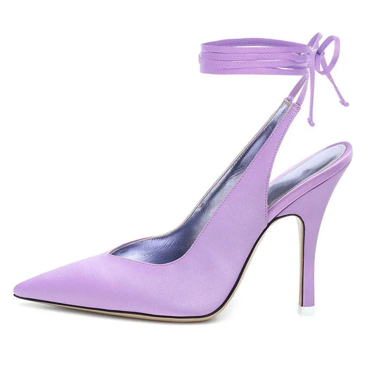 2025 TalonsTacones Satin Chain Stiletto Sandals for Women 12cm High Heel Pointed Toe Bride Wedding Pumps Sexy Summer Spring