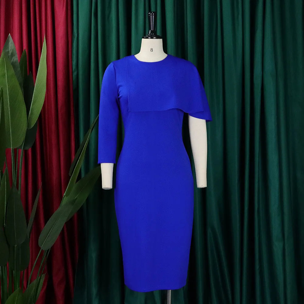 D325 Latest Design Slim High Waist Ruffle Pencil Dresses for Ladies Office Dress for Women Elegant Midi Dress