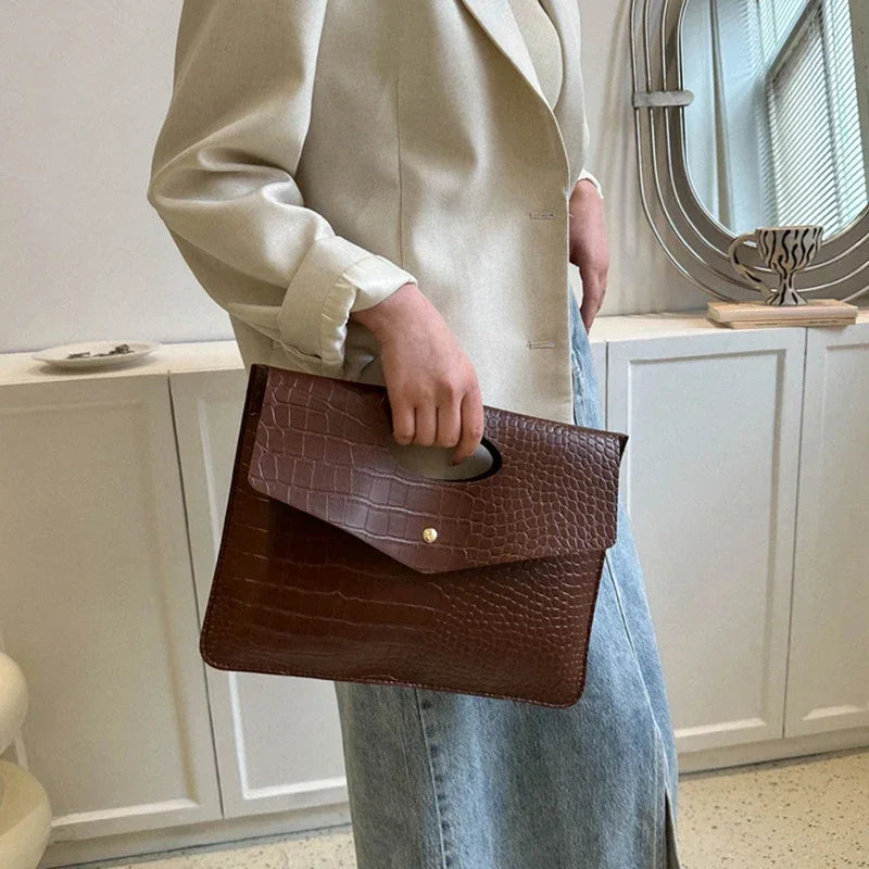 Women's Flap Purse For Wedding Prom Party Crocodile Pattern Envelope Handbag Vintage Design Clutch Evening Bag