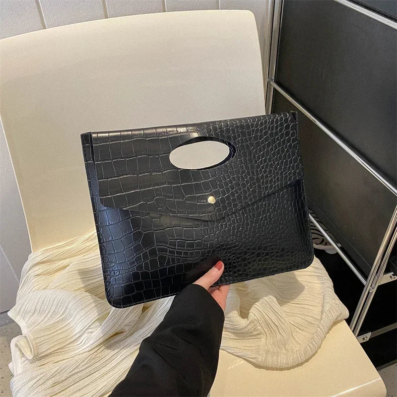 Women's Flap Purse For Wedding Prom Party Crocodile Pattern Envelope Handbag Vintage Design Clutch Evening Bag