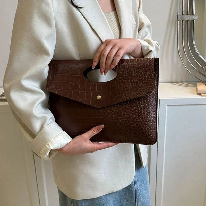 Women's Flap Purse For Wedding Prom Party Crocodile Pattern Envelope Handbag Vintage Design Clutch Evening Bag