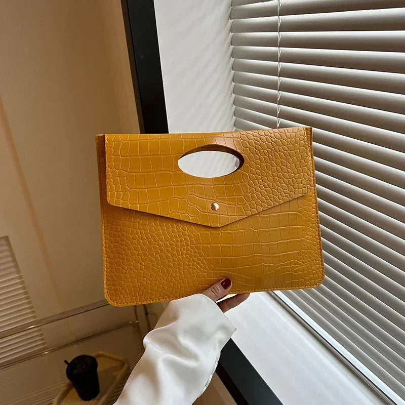 Women's Flap Purse For Wedding Prom Party Crocodile Pattern Envelope Handbag Vintage Design Clutch Evening Bag