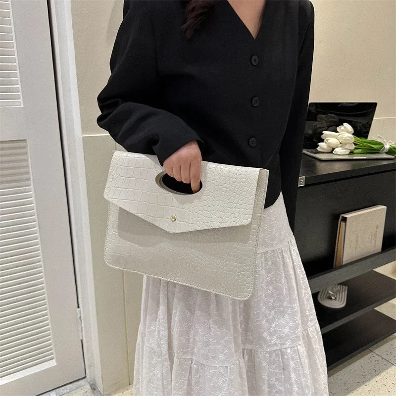 Women's Flap Purse For Wedding Prom Party Crocodile Pattern Envelope Handbag Vintage Design Clutch Evening Bag
