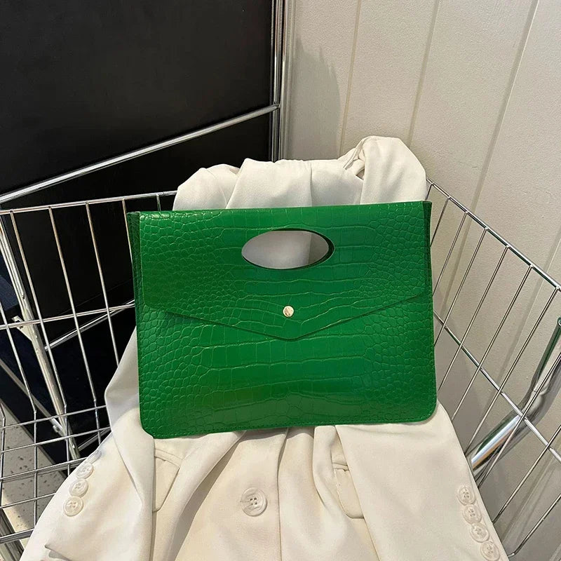 Women's Flap Purse For Wedding Prom Party Crocodile Pattern Envelope Handbag Vintage Design Clutch Evening Bag