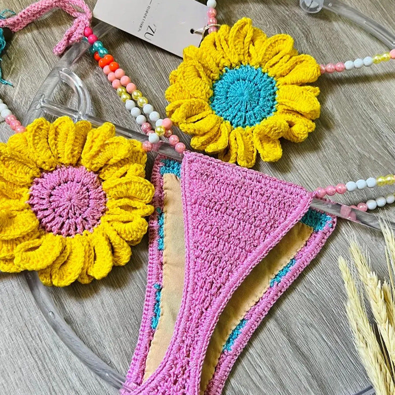 Flower Bead Multicolor Bikini Swimsuit