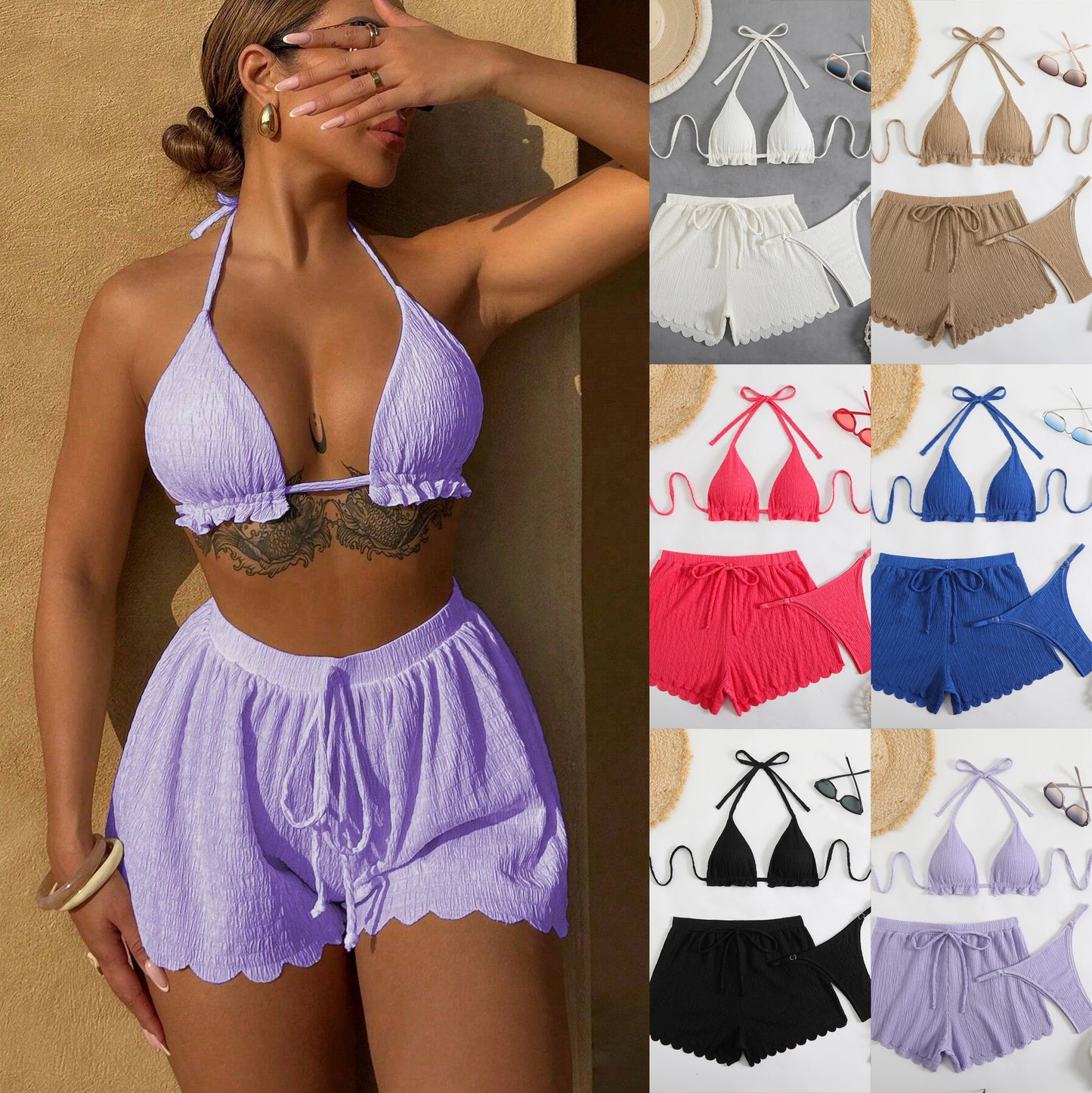 Sexy Bikini Three-Piece Set Women's Swimsuit With Special Fabric