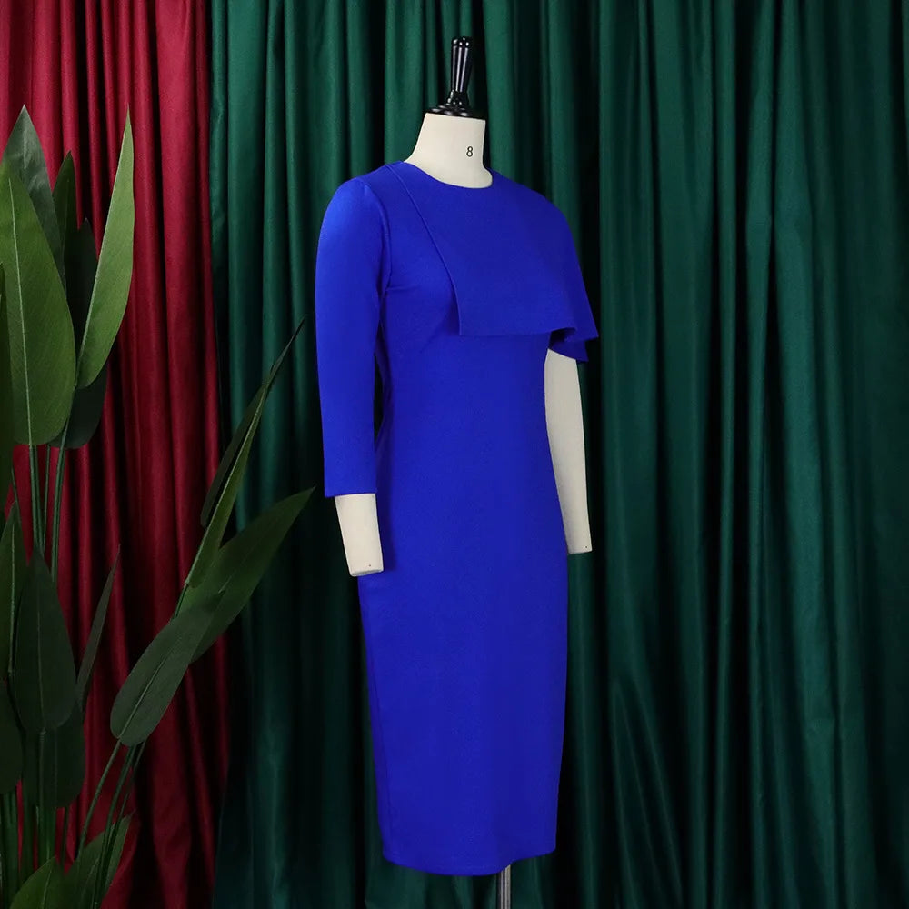 D325 Latest Design Slim High Waist Ruffle Pencil Dresses for Ladies Office Dress for Women Elegant Midi Dress