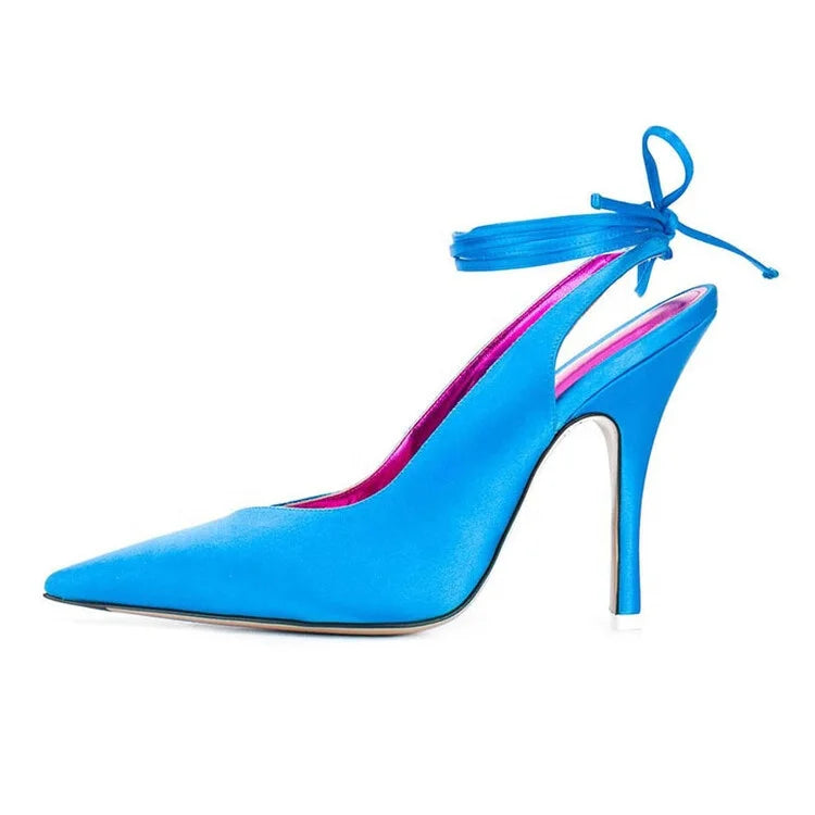 2025 TalonsTacones Satin Chain Stiletto Sandals for Women 12cm High Heel Pointed Toe Bride Wedding Pumps Sexy Summer Spring