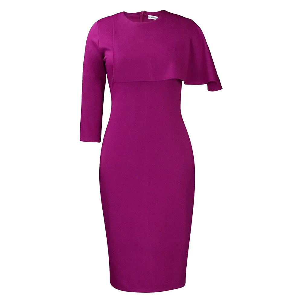 D325 Latest Design Slim High Waist Ruffle Pencil Dresses for Ladies Office Dress for Women Elegant Midi Dress