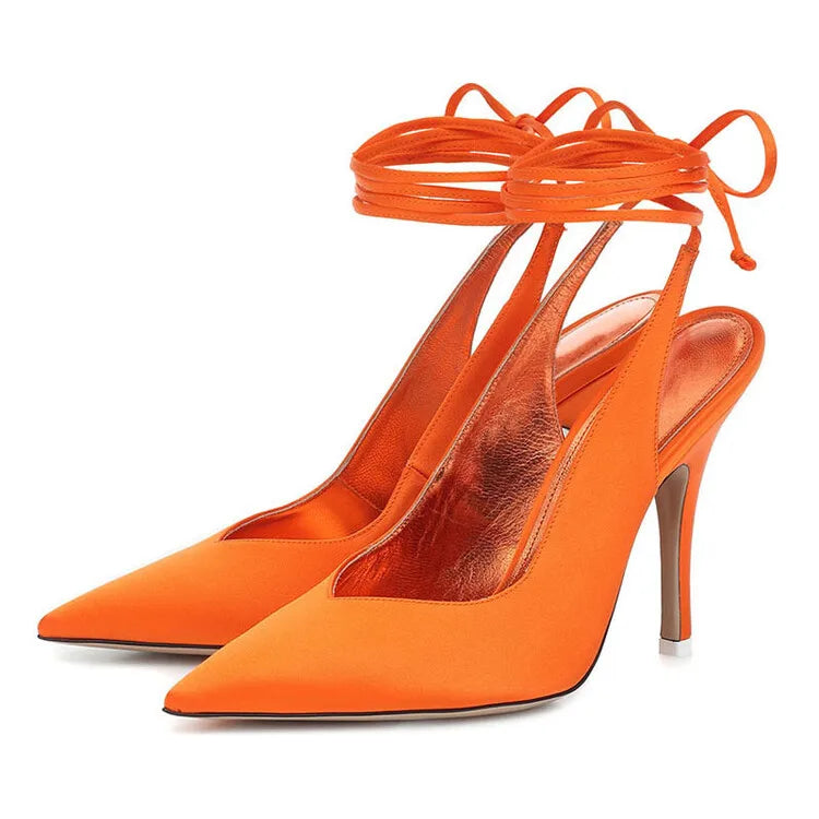2025 TalonsTacones Satin Chain Stiletto Sandals for Women 12cm High Heel Pointed Toe Bride Wedding Pumps Sexy Summer Spring