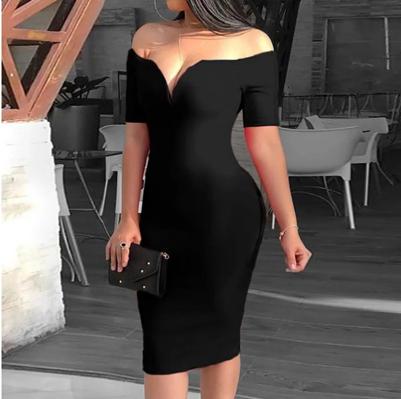 Lady V style off-the-shoulder fitted dress with a tight waist and a full skirt, a fitted evening gown for women.