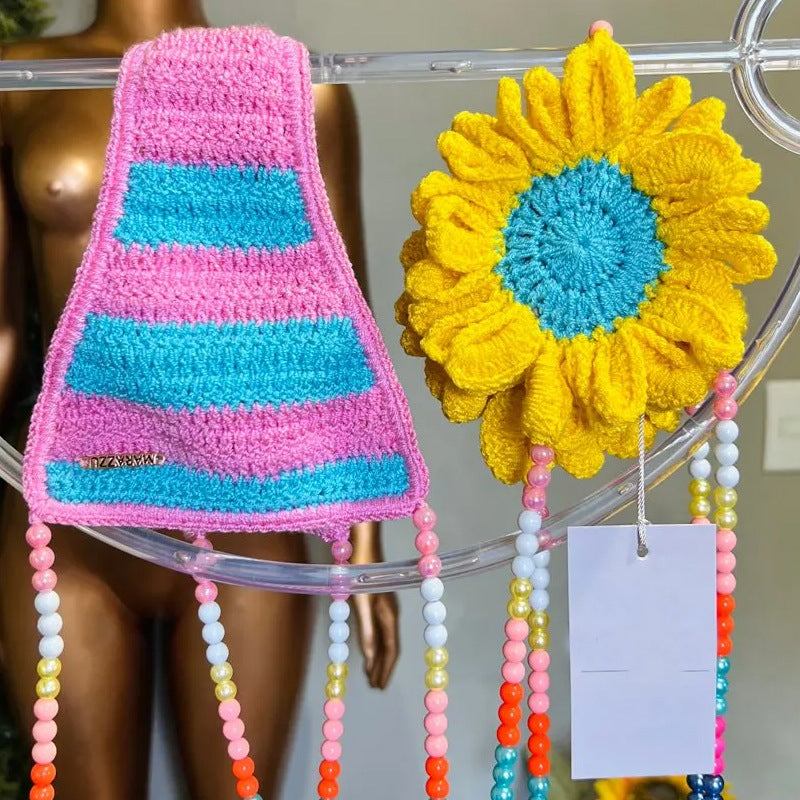 Flower Bead Multicolor Bikini Swimsuit